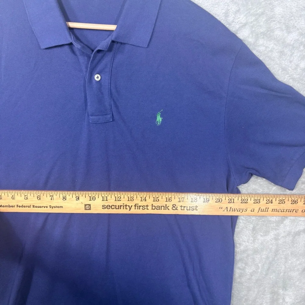 Polo Ralph Lauren Polo Shirt Men XL Blue Green Pony Pique Short Sleeve Classic
